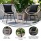 Merrick Lane Alma 3 Piece Patio Set with Rope Rattan Chairs, Matching Glass Top Side Table and Cushions for Indoor/Outdoor Use